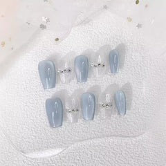 Ditto icy crystal cat-eye short ballet press-on nails reusable design
