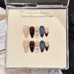 Ditto irregular 3D medium almond press-on nails reusable design