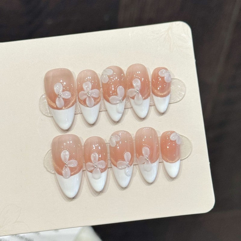 Medium almond waterproof vegan reusable 3D press-on nails Ditto