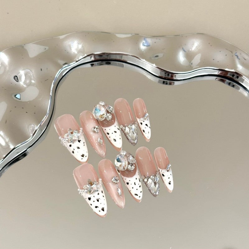 Ditto French creme puff long stiletto press-on nails reusable design