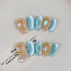 Ditto sparkling short ballet press-on nails reusable design