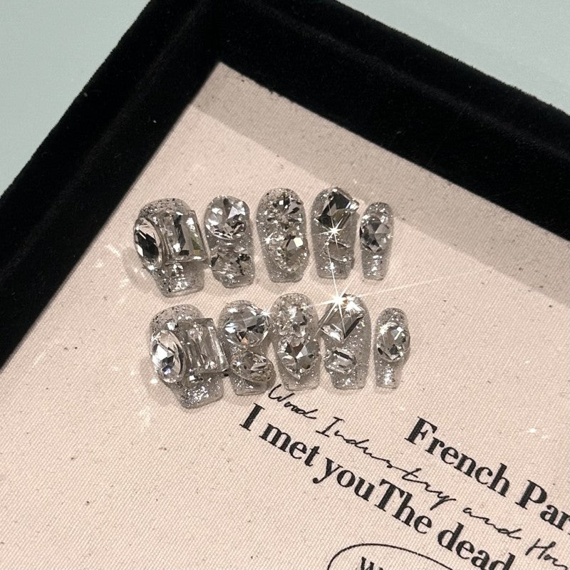 Handmade Sterling Ice Press-On Nails –Short BALLET | 10 PCS Set