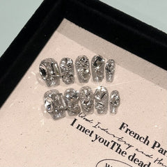 Handmade Sterling Ice Press-On Nails –Short BALLET | 10 PCS Set