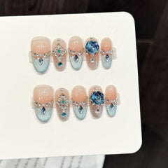 Ditto crystal butterfly medium oval press-on nails reusable design