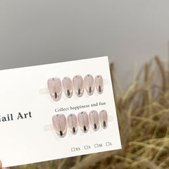 Ditto mermaid tear cat-eye short oval press-on nails reusable design