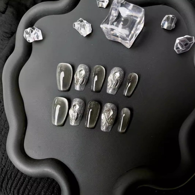 Ditto full rhinestone short ballet press-on nails reusable design