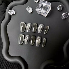 Ditto full rhinestone short ballet press-on nails reusable design