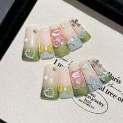 Handmade Dopamine Style Press-On Nails-Square| Short
