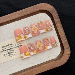 Handmade Sunflower Press-On Nails-Square| Short
