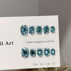 Handmade Celestial Sapphire Press-On Nails–Short OVAL | 10 PCS Set