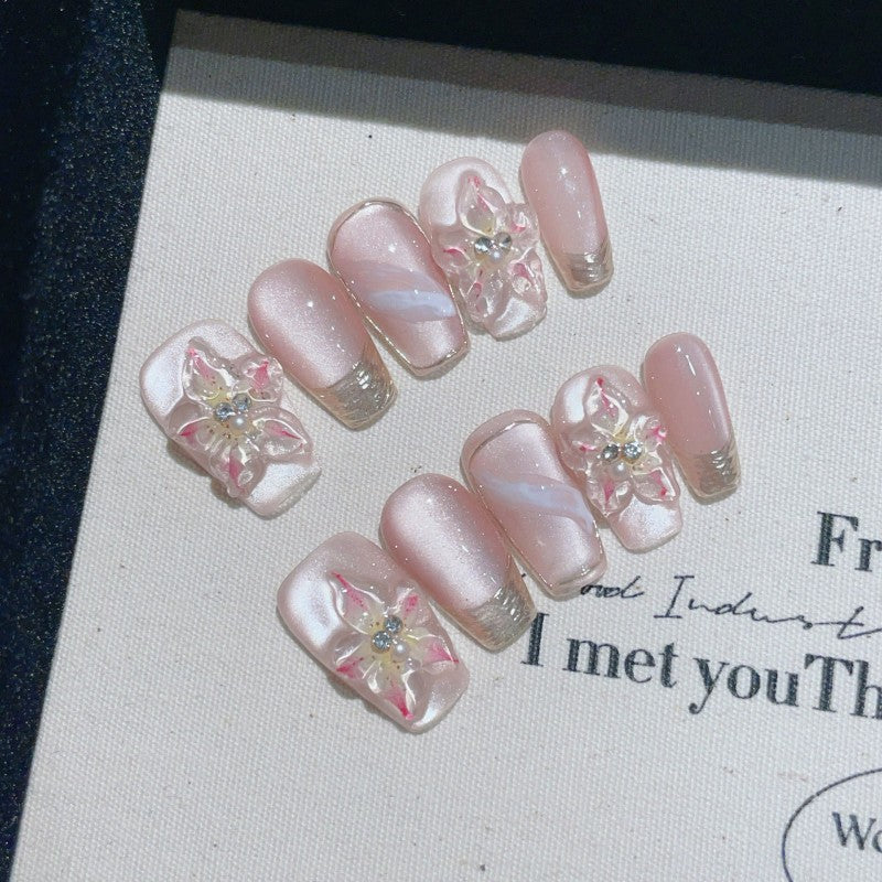 Ditto luxury French short ballet press-on nails reusable design