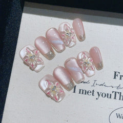 Ditto luxury French short ballet press-on nails reusable design