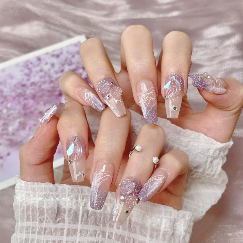 Medium ballet waterproof vegan reusable painted French press-on nails Ditto