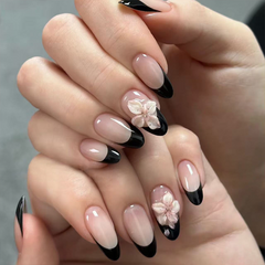 Midnight Bloom Press-On Nails – Almond | Medium