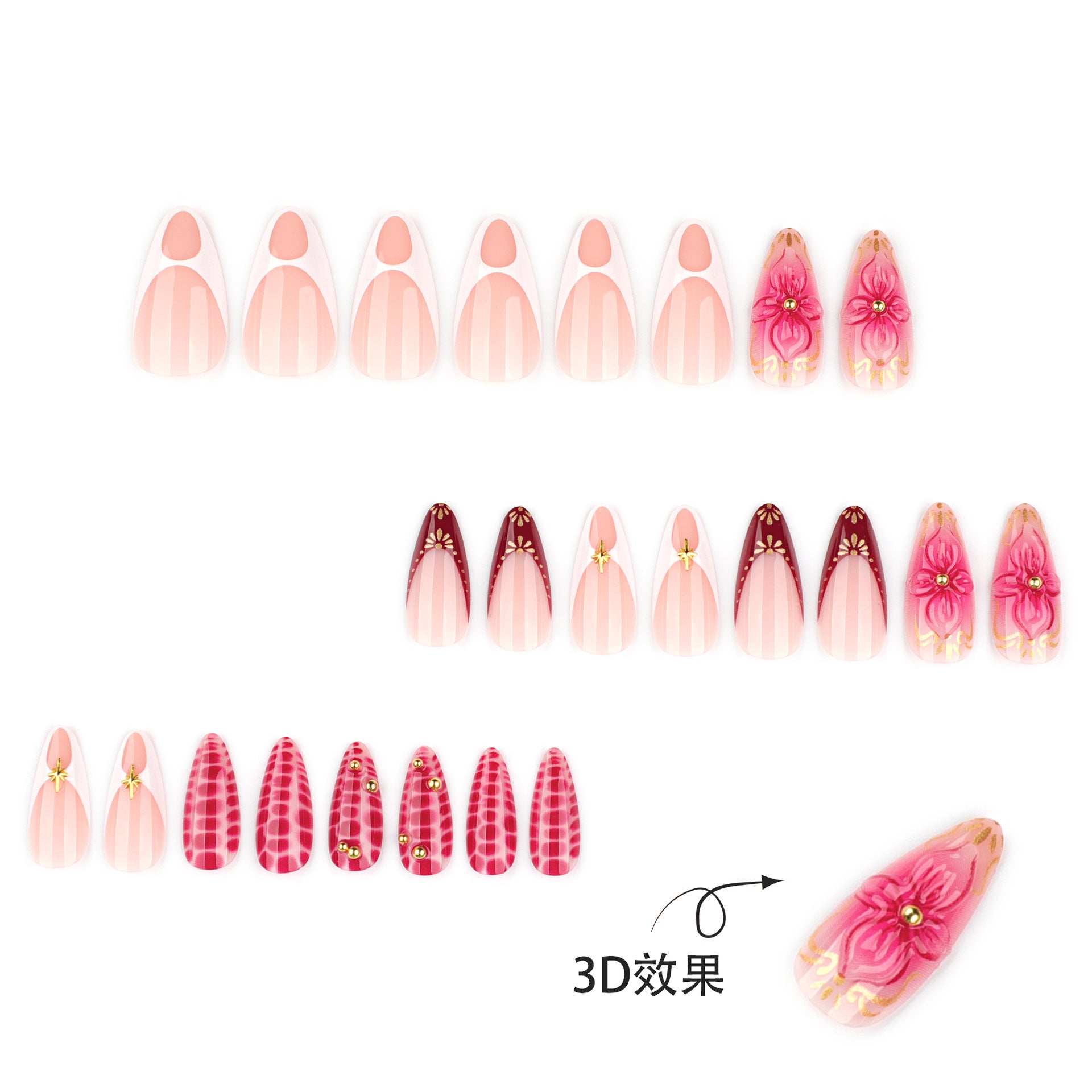 Handmade blooming gelee medium almond reusable press-on nails Ditto brand