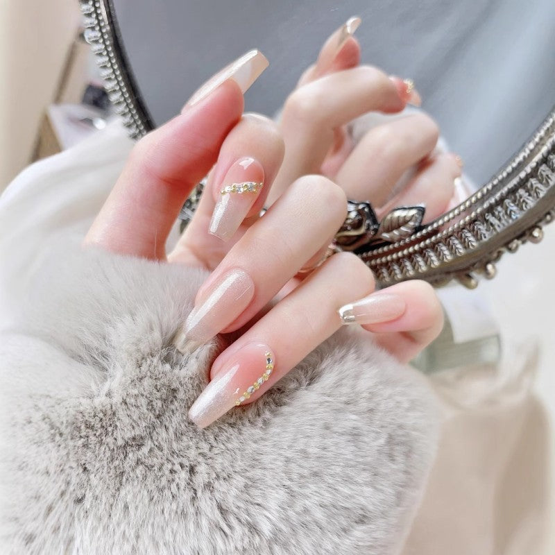 Short ballet waterproof vegan reusable glitter cat eye press-on nails Ditto
