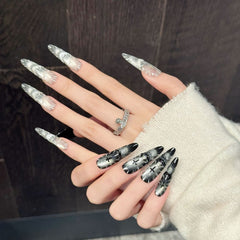 Extra long stiletto waterproof vegan reusable AB-style press-on nails Ditto