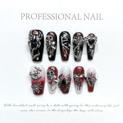Handmade Lava Demon Press-On Nails – BALLET| Long