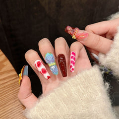 Handmade Tropical Bloom Press-On Nails – BALLET | Long