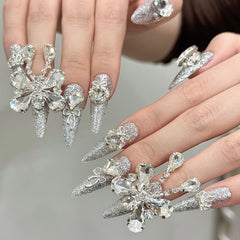 Handmade Luxury Butterfly Press-On Nails – Stiletto | Long