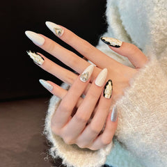 Handmade Alien Serpent Press-On Nails– Almond| Medium
