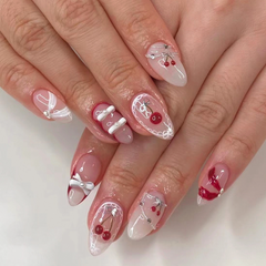 Cherry French Style Press - on Nails-Almond | Medium