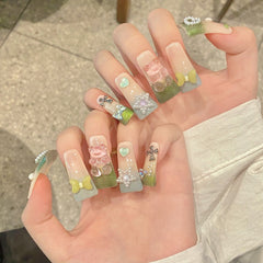 Handmade Dopamine Style Press-On Nails-Square| Short