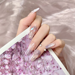 Ditto painted French medium ballet press-on nails reusable design