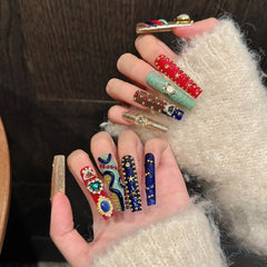 Handmade Crowned Diamond Press-On Nails – Stiletto | Extra Long