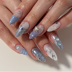 Edgy French Press-On Nails- Almond | Long