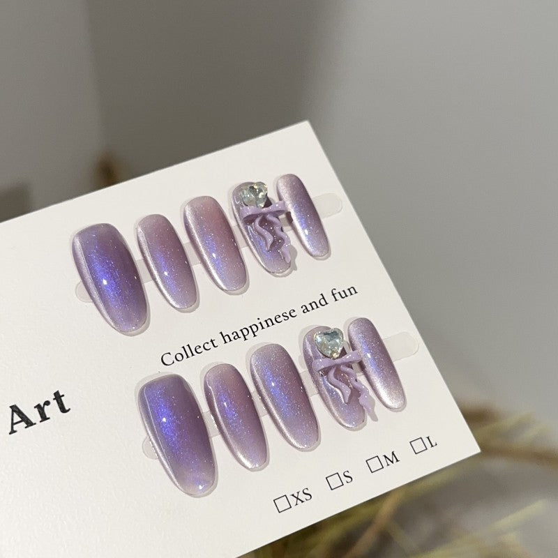 Ditto lavender reverie cat-eye medium oval press-on nails reusable design