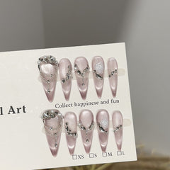 Ditto rosemary haze cat-eye long stiletto press-on nails reusable design