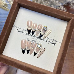 Ditto diamond-studded premium long stiletto press-on nails reusable design