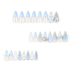 Blue Ribbon Press-On Nails – STILETTO | Extra Long