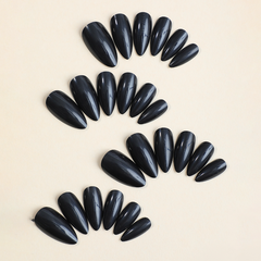 Solid Black  Press-On Nail- ALMOND  | Long