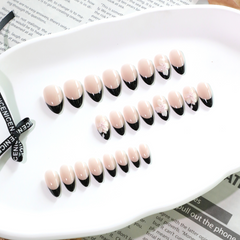 Midnight Bloom Press-On Nails – Almond | Medium