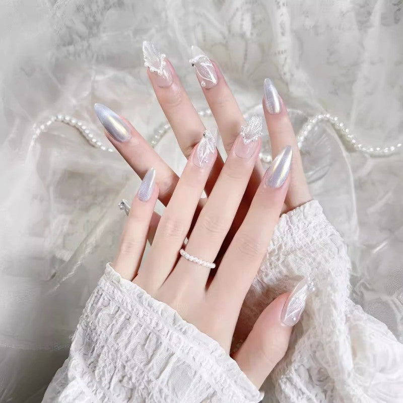 Long oval waterproof vegan reusable mermaid tail press-on nails Ditto
