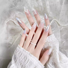 Long oval waterproof vegan reusable mermaid tail press-on nails Ditto