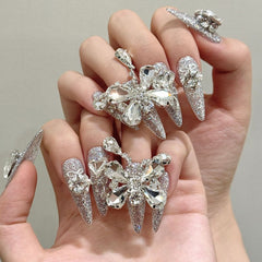 Handmade Luxury Butterfly Press-On Nails – Stiletto | Long