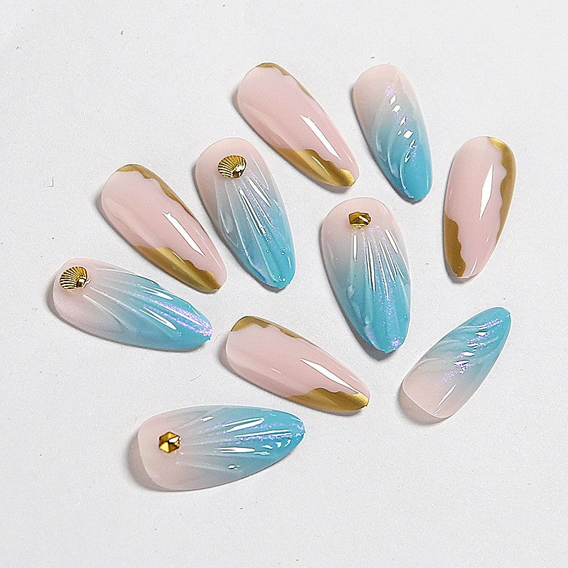 Ditto aurora pink long stiletto press-on nails reusable design