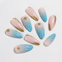 Ditto aurora pink long stiletto press-on nails reusable design