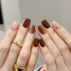 Handemade Luxe Maillard  Press-On Nails –Short SQUARE | 10 PCS Set