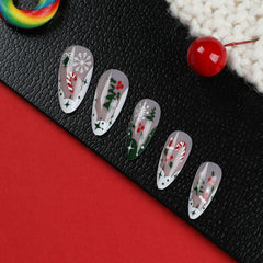 Christmas Sparkle Press-On Nails –Short ALMOND | 24 PCS Set