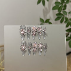 Ditto brown sugar crushed flash long stiletto press-on nails reusable design