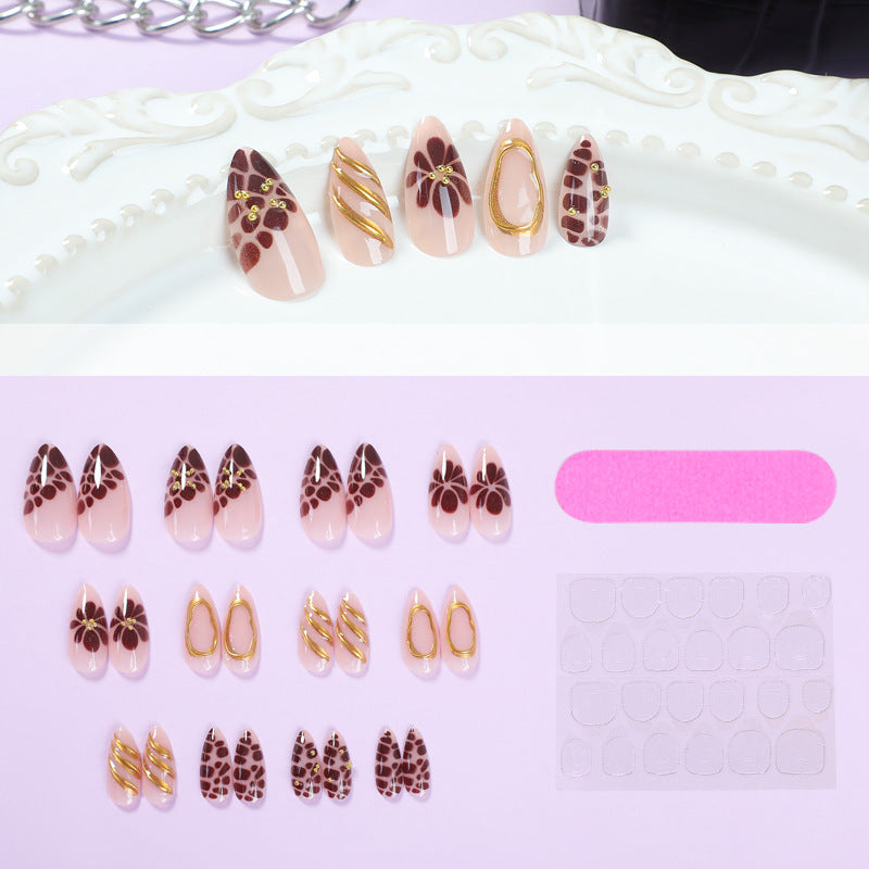 Gold Powder Press-On  Nails- Almond |Medium