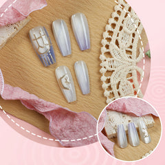 Ethereal Blue Gradient Press-On Nails –Medium Ballet| 30PCS Set