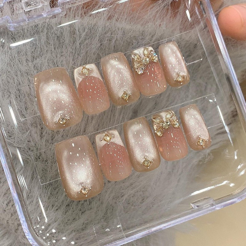 Ditto fairy waltz cat-eye medium square press-on nails reusable design