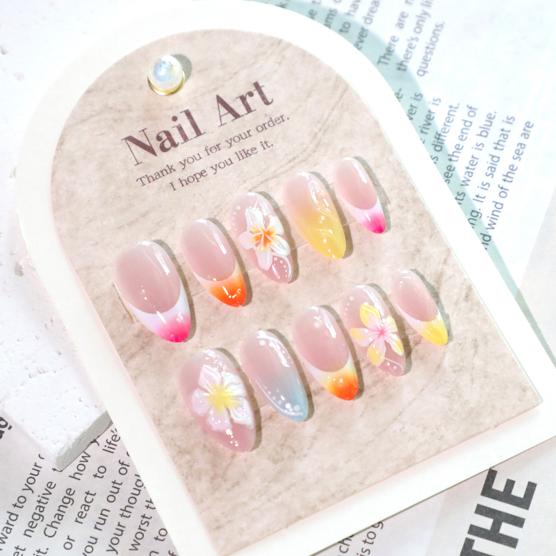 Sunset Bloom Press-On Nails – Almond | Medium