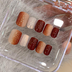 Handemade Luxe Maillard  Press-On Nails –Short SQUARE | 10 PCS Set