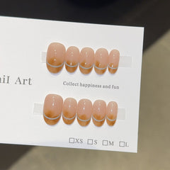 Ditto amber autumn short oval press-on nails reusable design
